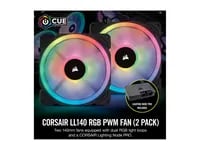 Affordable Corsair LL140 140mm 2-Pack Black Case Fan - Thumbnail 2