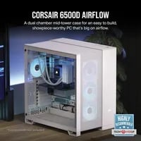 Premium Corsair 6500D Airflow White Case - ATX Mid Tower, White - Thumbnail 2