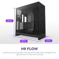 Affordable NZXT H9 Flow (2025) Black Case - ATX Mid Tower, Black - Thumbnail 9
