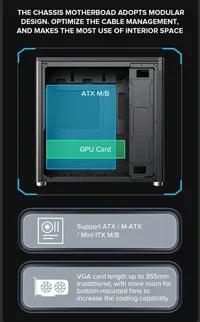 Affordable GAMEMAX MeshBox Mesh Black Case - ATX Mid Tower, Black - Thumbnail 6