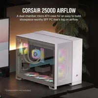 Affordable Corsair 2500D Airflow White Case - Micro ATX Mini Tower, White - Thumbnail 2