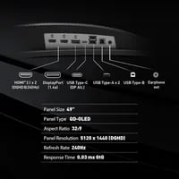 Premium MSI MPG 491CQPX Black Display - 49", 5120x1440, 240Hz, QD-OLED, Curved - Thumbnail 6